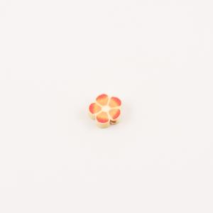 Λουλούδι Φίμο Πορτοκαλί-Λευκό (1cm)