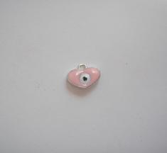 Γυάλινο Μάτι Ροζ Καρδιά (1x0.5cm)