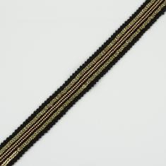 Κορδέλα με Αλυσίδα Μαύρη-Μπρονζέ 20mm