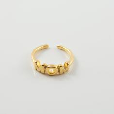 Μεταλλικό Δαχτυλίδι "ΜΟΜ" Χρυσό