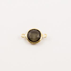 Gold Plated Round Item Bead Gray