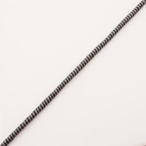 Κορδόνι Τυλιχτό Βαμβακερό Μαύρο-Γκρι 5mm