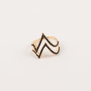 Ring Gold Plated 'Double V'
