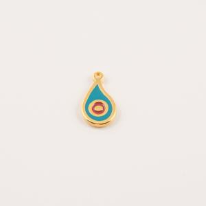 Gold Plated Eye Tear Turquoise 1.9x1.1cm
