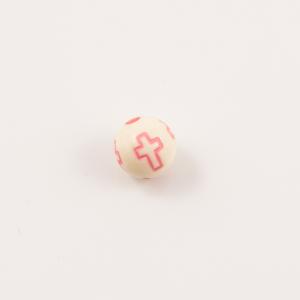 Ακρυλική Χάντρα Ροζ Σταυρός (8mm)