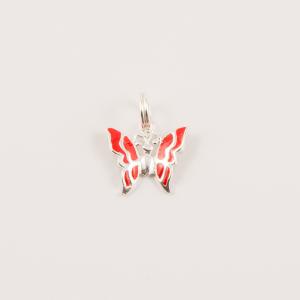 Silver Plated Butterfly Red