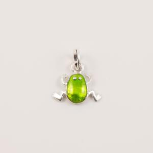 Silver Plated Frog Light Green