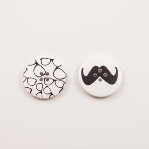 Wooden Buttons "Moustache-Glasses"