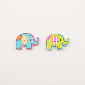 Wooden Buttons Elephants