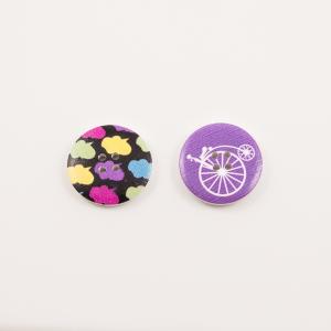 Wooden Buttons Multicolor-Purple Bicycle
