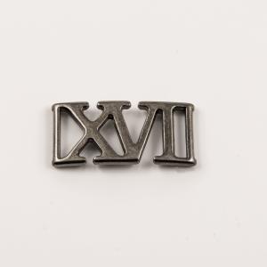 Metal "XVI" Black Nickel (2.8x1.4cm)