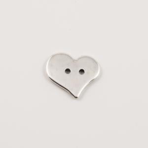 Metal Button Heart Silver (2x1.9cm)
