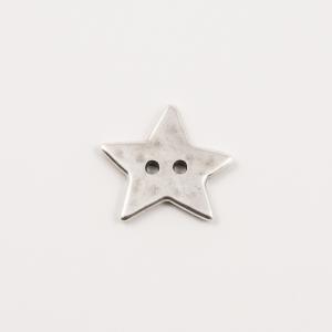 Metal Button Star Silver 2.2x2.3cm