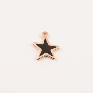 Pink Gold Star Black Enamel 1.7x1.5cm