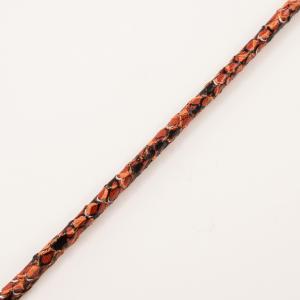 Κορδόνι Δερματίνη Πορτοκαλί-Μαύρο 7mm