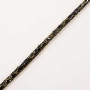 Leatherette Cord Khaki-Black 7mm