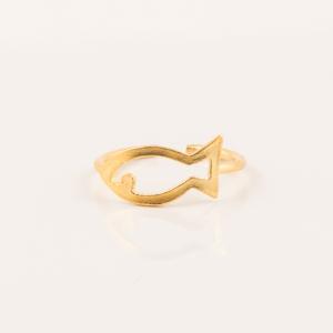 Gold Plated Ring Fish 2.2x2cm