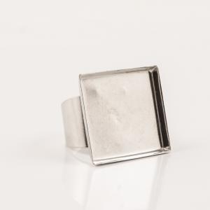 Square Ring Base Silver 2.1cm