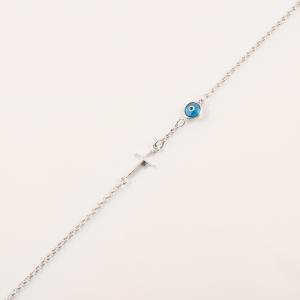 Bracelet Eye Turquoise with Cross 18.5cm