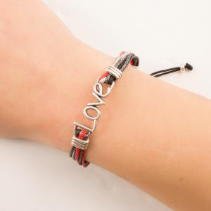 Bracelet Waxed Linen Cord "Love"