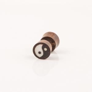 Wooden Earring "Yin & Yang" 9mm