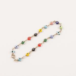 Βραχιόλι Ασήμι 925 Πολύχρωμα Μάτια
