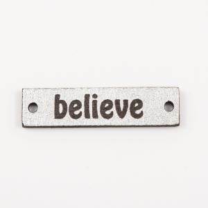 Leather Silver Plate "Believe"