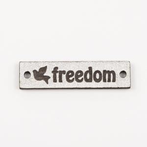 Δερμάτινη Ασημί Πλακέτα "Freedom"