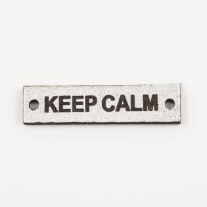Δερμάτινη Ασημί Πλακέτα "Keep Calm"