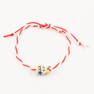 Bracelet Red-White Wooden Babushka