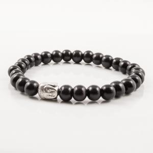 Bracelet Black Wooden Beads Buddha