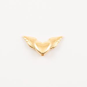 Gold Plated Metal Heart Wings
