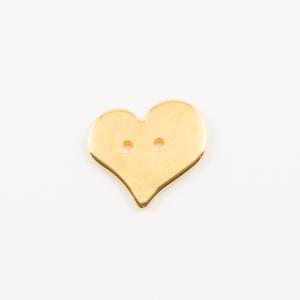 Gold Plated Metal Heart Button 2x1.9cm
