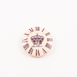 Ξύλινο Κουμπί Ρολόι-Κορώνα 2cm