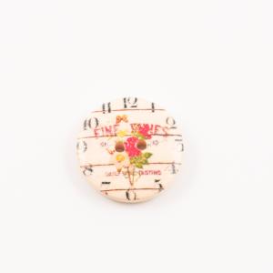 Wooden Button Clock "Fine Wines" 2cm