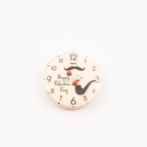 Wooden Button Clock Valentine's Day 2cm