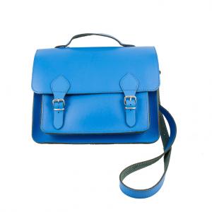 Leather Bag Electric Blue 29x23.5cm