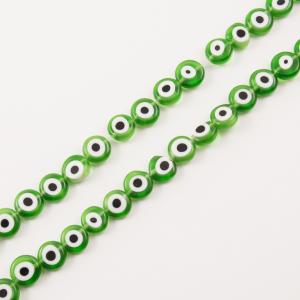 Γυάλινα Μάτια Πλακέ Πράσινα (1x0.4cm)