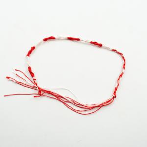 Bracelet Red-White Macrame "DNA"
