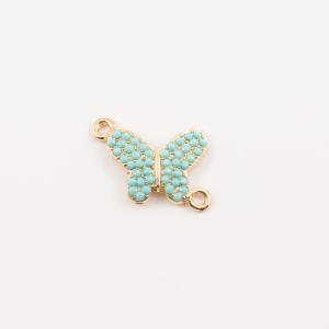 Gold Plated Butterfly Turquoise Strass