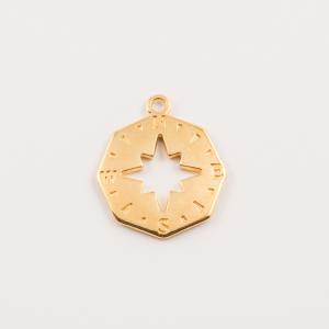 Gold Plated Metal "Compass" (2.5x2.2cm)