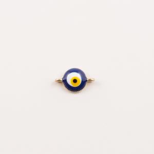 Gold Plated Eye Blue Enamel (1.2x0.7cm)