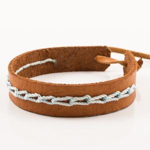 Leather Bracelet Brown-Light Blue