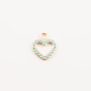 Gold Plated Heart Turquoise Rhinestones