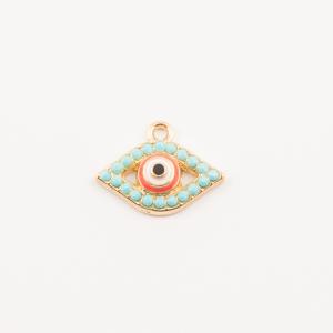Gold Plated Item-Eye Turquoise Strass