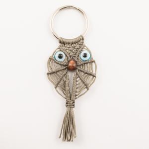 Key Ring Knitted Owl Gray