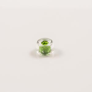 Γυάλινη Χάντρα Διάφανη-Πράσινη 9mm