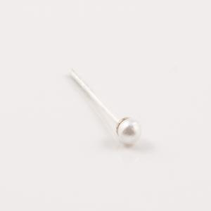 Nose Earring Silver Pearl (L34-037W)