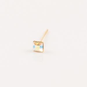 Gold Plated Earring Square Zirgon