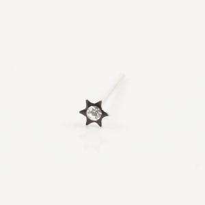 Σκουλαρίκι Μύτης Ασήμι Αστέρι (L34-098W)